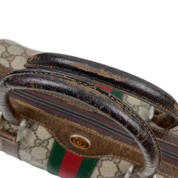 GUCCI Vintage Monogram Stripe Boston Bag - Picture 10 of 14